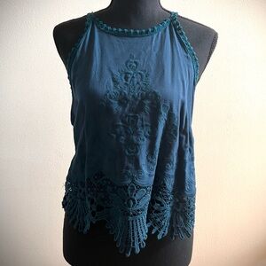 Kendall & Kylie Teal Lace Detail Tank Top